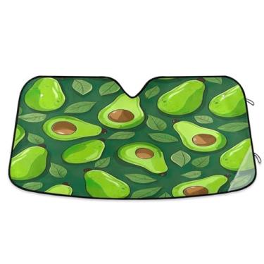 Imagem de ATTX Pára-brisas de carro pequenas fatias de abacate 139.7 cm x 70.1 cm Protetor solar universal com proteção UV, persiana de janela frontal automática dobrável para caminhões Sedans SUVs #335
