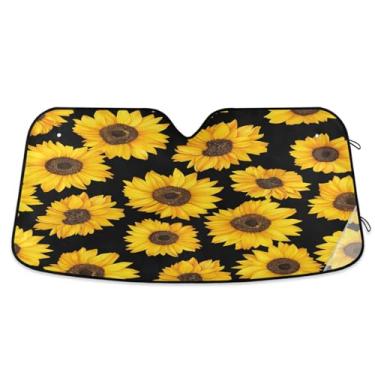 Imagem de ATTX Para-brisa de carro padrão girassol 134.6 cm x 59.7 cm escudo solar universal com proteção UV, persiana de janela frontal automática dobrável para caminhões Sedans SUVs #274