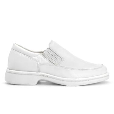 Imagem de Sapato Masculino Hospitalar Profissional em Couro Branco, Confort Gel, Antiderrapante, para Médicos e Enfermeiros, Até o 47. (Branco 18001, BR, Adulto, Numérico, 39)