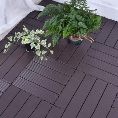 Imagem de Azulejos de deck interligados, azulejos de plástico para deck externo de 30 x 30 cm, instalação fácil e rápida, deck de piso de pátio para varanda, piscina, varanda, café de quintal 22 peças