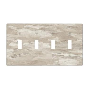 Imagem de Nadoabtm Placa de cobertura para interruptor de luz, textura de mármore bege avançada, 4 gangues, quadriciclo, placa de parede, capa de tomada elétrica, capas decorativas para decoração de casa de