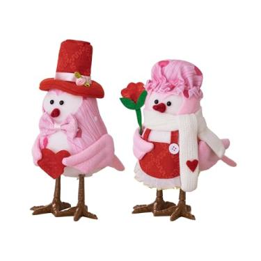 Imagem de MotiveTech Enfeite de mesa com pássaro decorativo para o Dia dos Namorados, casal de pássaros com luz para armário.