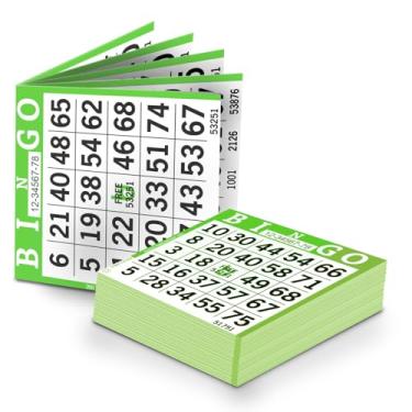 Imagem de Folhas de papel de bingo – 1 rosto, 10 x 10 cm – Pacote com 500 cartões descartáveis de bingo de uso único – Papel Dauber reciclável para idosos, adultos e eventos comunitários (limão)
