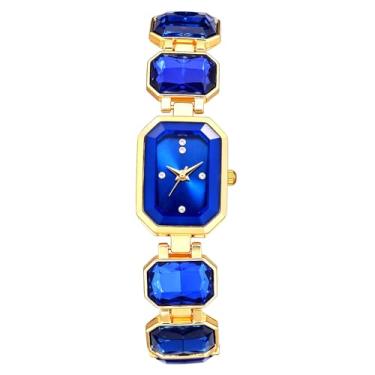 Imagem de OIDEA Relógios de pulseira quadrada para mulheres: elegante luxo cristal strass decoração analógico quartzo pulseira relógio feminino vestido moderno relógio de pulso feminino, Azul