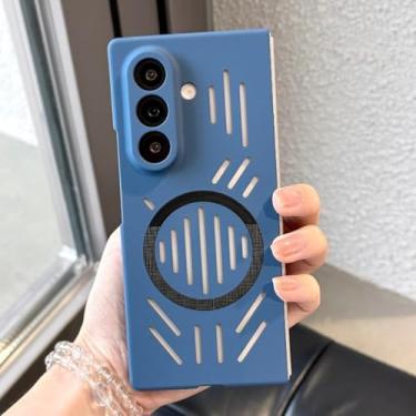 Imagem de Capa magnética com orifícios de dissipação de calor para Samsung Galaxy Z Fold 7 6 5 4 Zfold7 Zfold6 5g (para Galaxy Z Fold4/Azul)