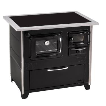 Imagem de Fogão a Lenha Hidro Prime Vitro N2 Preto Lado Esquerdoo VITREO LE