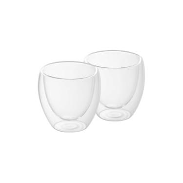 Imagem de Copos de Vidro Borossilicato Duplo, 80ml, Isolante Térmico, Parede Dupla, 6,5x6,0x6,3cm, 2 Unidades