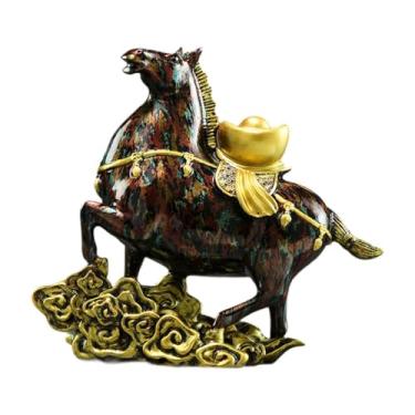 Imagem de Fenteer Escultura de Cavalo Feng Shui, Estatueta de Resina, Obra de Arte para Mesa, Ornamento, Escultura de Animal para Lareira, Escrivaninha, Interior, Colorida