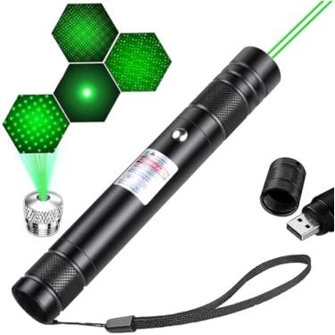 Imagem de Caneta Laser Verde Ultra Forte Super Alcance a Prova D'água Recarregável Linha Verde Foco Ajustável Estrela e Linha Premium Hytalux