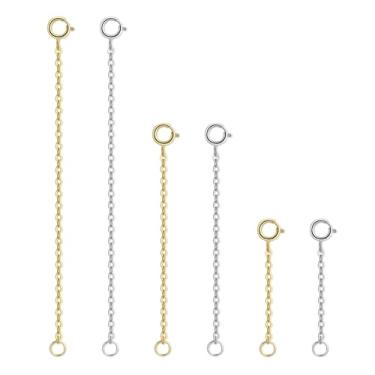 Imagem de Yitexin Extensor de colar de pulseira de ouro e prata com fecho, extensores de corrente de joias de 3 cm, 5 cm e 7,9 cm para colares, extensão de colar para mulheres, tornozeleira faça você mesmo (3