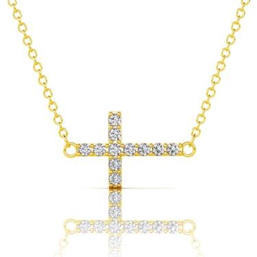 Imagem de Eesphy Colares de cruz para mulheres, pingente cristão de cura banhado a ouro 18K, presente de fé para ela em um dia especial, Banhado a ouro, Sem Pedra Preciosa