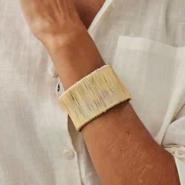 Imagem de Pulseira de ouro grosso para mulheres, bracelete de declaração, pulseira de punho, joias grossas, presentes para mulheres, presentes de amizade, presentes para mulheres, dia dos namorados, Medium