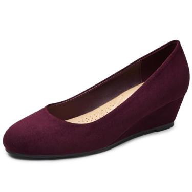 Imagem de Trary Sapatos femininos de salto alto feminino bico redondo salto médio confortável bico fechado sapatos elegantes sapatos femininos sapatos de cunha para casamento, trabalho, escritório, festa, 4 cm