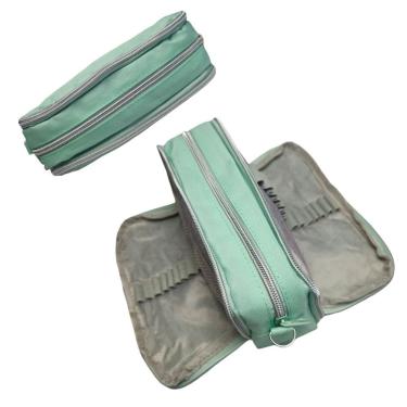 Imagem de Estojo Escolar Duplo Grande Verde Claro Volta às Aulas Lápis Ensino Fundamental Moderno Universidade