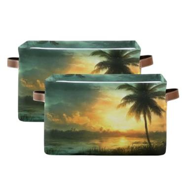 Imagem de WELLDAY Cesto de armazenamento paisagem ao anoitecer cesto organizador para prateleiras organizadoras, 2 peças