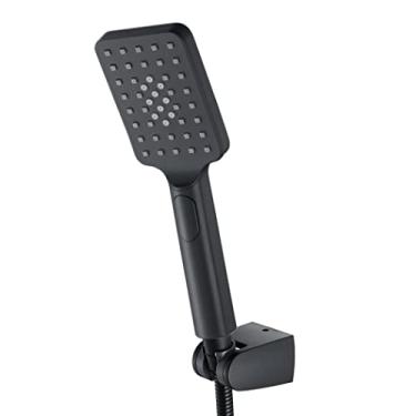 Imagem de Chuveiro portátil, chuveiro de alta pressão, 3 modos de pulverização/configurações de chuveiro destacável, chuveiro quadrado moderno com mangueira extra longa de aço inoxidável 304 e gancho de