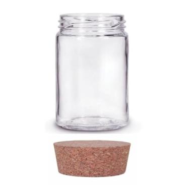 Imagem de Kit 10 unidades - Pote de vidro Redondo Conserva 350ml - Tampas Cortiça Rolha