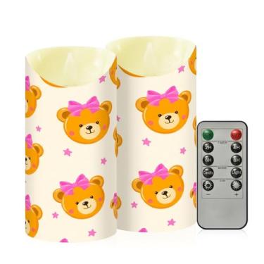 Imagem de Wassud Velas bonitas de urso sem chama com controle remoto, velas realistas cintilantes com temporizador, velas decorativas para Natal, casamento, festa, decoração de casa média