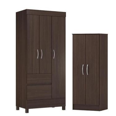 Imagem de Guarda Roupa Solteiro Wind com Multiuso Viena Café - Demóbile - Demobi
