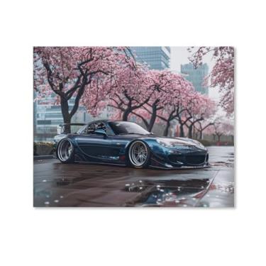 Imagem de HouLaiZhe Flores de cerejeira carro modificado Rx7 Jdm cartazes de carro tela estética decoração de sala de parede impressões de parede sala de galeria decoração de parede para quarto sala de estar