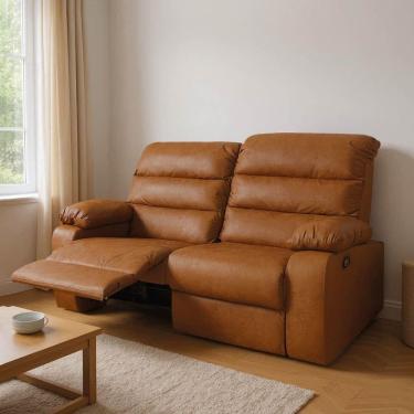 Imagem de Sofá 2 Lugares Reclinável Retrátil 170cm Naaman Sintético Pu Nozes K01 - D`rossi