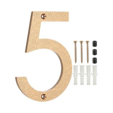 Imagem de PATIKIL Números de casa de 15 cm para o exterior, número 5 ABS textura de plástico flutuante número de casa moderna caixa de correio números de porta com kit de unhas para rua residencial ao ar livre