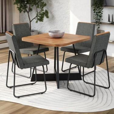 Imagem de Conjunto Sala De Jantar 4 Cadeiras Belluno Carraro Nogal E Preto - MÓV