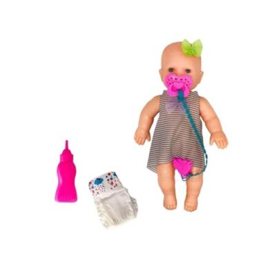 Imagem de Boneca Interativa Faz Xixi com Mamadeira, Fralda e Chupeta – Estimula o Cuidado Infantil – 35 cm – A partir de 3 Anos – Certificada pelo INMETRO