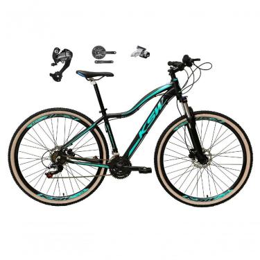 Imagem de Bicicleta Aro 29 Ksw Mwza Feminina Câmbios Shimano Altus 27v Freio Hidráulico K7 Garfo C-trava preto-Azul Tam: 15