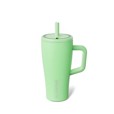 Imagem de BrüMate Copo Era de 590 ml com alça e canudo | Copo isolado 100% à prova de vazamento com tampa e canudo | Feito de aço inoxidável | Base amigável para porta-copos | 590 ml (Kiwi)