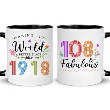 Imagem de Choinn 1918 Presentes de aniversário de 108 anos para mulheres e homens, presente de aniversário de 108 anos, caneca de café para mãe, pai, avó, vovô, ideias de presentes de aniversário de 108 anos