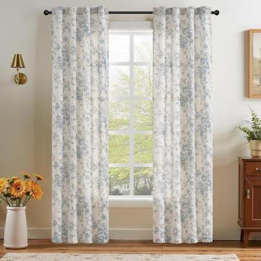 Imagem de Cortinas jinchan Linen Floral, 214 cm de comprimento, azul claro, 2 pa