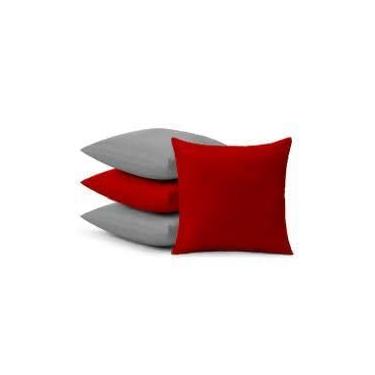 Imagem de Kit 4 Almofadas Cheias de Cores Sólidas 45x45cm – Macias e Duráveis, Ideal para Sala, Sofá e Quarto, Decoração Interior Versátil com Capas Resistentes (M_VERMELHO&CINZA LISO)