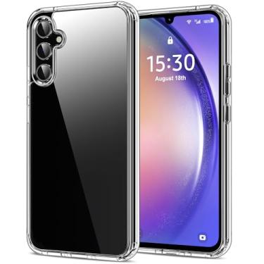 Imagem de HOOMIL Capa transparente para Samsung Galaxy A54 5G [antiamarelamento] traseira rígida transparente antiarranhões e borda de silicone macio [proteção contra quedas de grau militar] capa de telefone à