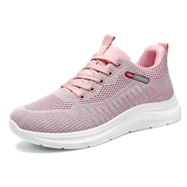 Imagem de Padgene Tênis feminino leve tênis de caminhada esportivo tênis de corrida para mulheres malha respirável academia moda tênis atlético confortável casual, 1087pink, 34