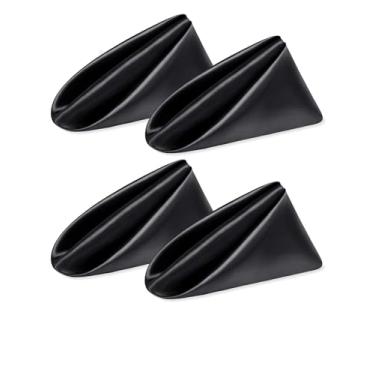 Imagem de Pacote com 4 guardanapos de pano 43 x 43 cm, guardanapos de jantar 100% poliéster com bordas com bainha, guardanapos laváveis ideais para festas, casamentos e jantares, preto