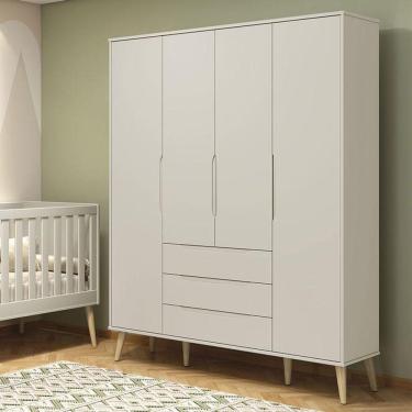 Imagem de Guarda Roupa Infantil Retrô Elfe Areia Acetinado Natural - Reller