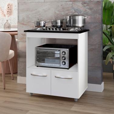 Imagem de Balcão Cali Para Cooktop 5 Bocas 2 Portas Cozinha Mb1 75cm Cor Branco Pc