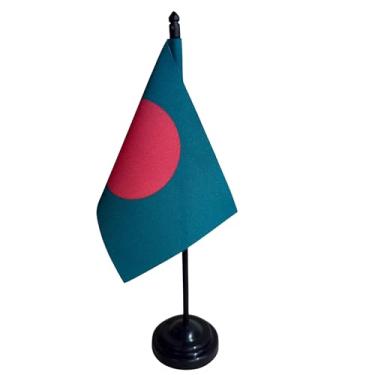 Imagem de Bandeira de Mesa de Bangladesh, 26cm Altura Total, 18x11cm Tecido Oxford, Face Única, Base Plástica, Decorativa, para Escritório, Eventos e Cerimônias