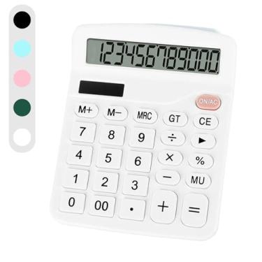 Imagem de Calculadora de mesa de 12 dígitos com tela grande, fácil de usar, calculadora básica de escritório para escritório em casa, escritório, trabalho (branca)
