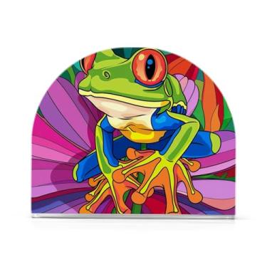 Imagem de Porta-guardanapos de papel de sapo de flor fofo, suporte de guardanapo de acrílico para mesas, suporte de guardanapo vertical para jantar cozinha restaurante decoração de casa acessórios de bar