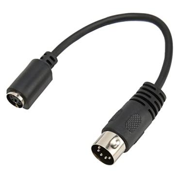 Imagem de Cabo adaptador de teclado e mouse para PS2 para DIN, 5 pinos macho para mini DIN fêmea de 6 pinos, cabo curto de 0,15 m para conexão retrô de teclado e mouse de PC