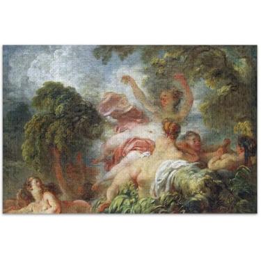 Imagem de Jean Honoré Fragonard Painting Diana Nymphs quebra-cabeça para adultos 500 peças família brinquedo arte quebra-cabeças duros para adultos elefante branco presentes engraçados, 50,5 x 14,9 polegadas