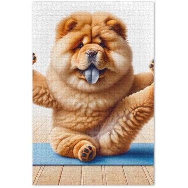 Imagem de Cute Yoga Dog Chow Chow Puppy Quebra-cabeça de 1000 peças para adultos, amigos, família, jogos, presentes, quebra-cabeças exclusivos, brinquedo artístico, 75 x 40 cm