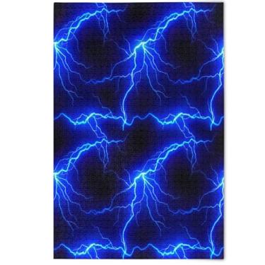 Imagem de Quebra-cabeça adulto 500 peças azul legal relâmpago preto família elefantes brancos presentes criativos quebra-cabeças presentes arte família jogo pintura, 500 peças, 52 cm x 37,8 cm