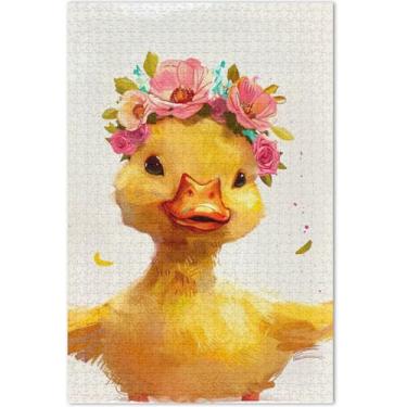 Imagem de Quebra-cabeça com coroa de flor de pato amarelo, 500 peças para adultos, presentes masculinos, exclusivos, brinquedo, arte, jogo