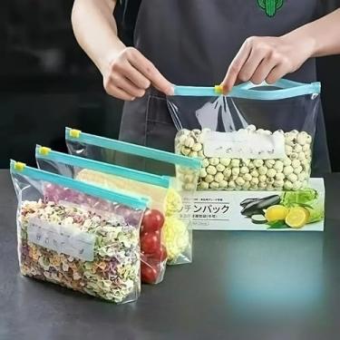 Imagem de Conjunto de 45 sacos herméticos de armazenamento de alimentos, 3 tamanhos, sacos reutilizáveis e seláveis para frutas, legumes, grãos e organização de despensa