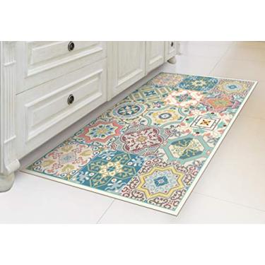 Imagem de IRI-GIRI Tapete de vinil para cozinha decorativo linóleo PVC piso de azulejo, colorido, durável, antiderrapante, lavável à mão e protege pisos 99,8 cm x 59,9 cm, Venetian Beauty 271