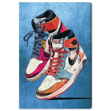 Imagem de Tênis em tela azul impressão tênis arte de parede por Art Remedy, Gallery Wrapped, 20 x 30