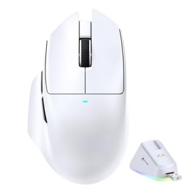 Imagem de ATTACK SHARK Mouse para jogos V6 65 g sem fio com base de carregamento magnético RGB, mouse BT/2.4G sem fio/com fio 1K Polling, sensor PixArt PAW3311, 25K DPI, mouse gamer programável para PC/Win/Mac